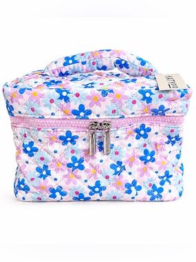 KATYDID Dainty Florals Pink Quilted Makeup Travel Bag NWT